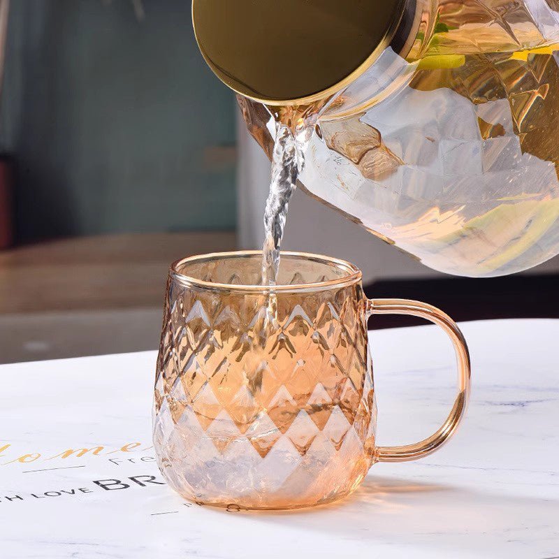 Rowan Amber Mugs in Heat-Resistant Glass with Diamond Pattern, 13oz (380mL) - The Southern AtelierSKU_1791062505937_708
