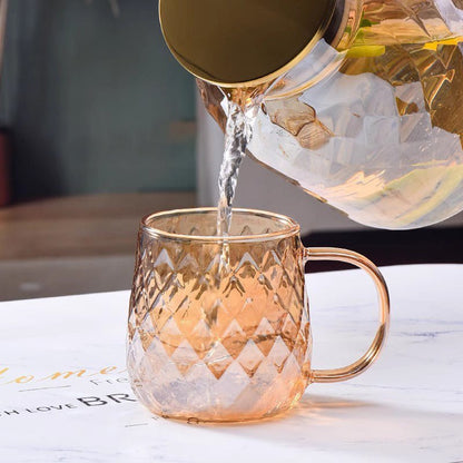 Rowan Amber Mugs in Heat-Resistant Glass with Diamond Pattern, 13oz (380mL) - The Southern AtelierSKU_1791062505937_708