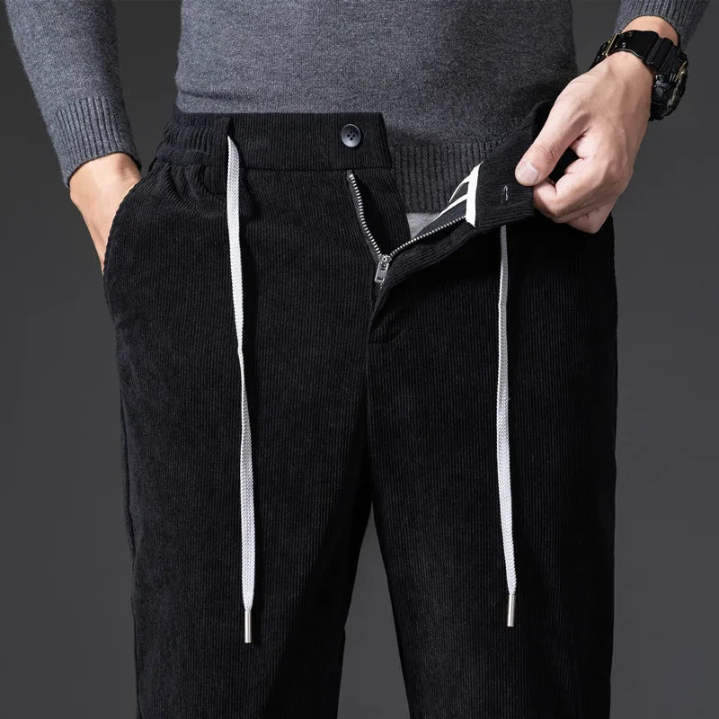Rowan Chinos in Soft Corduroy with Adjustable Drawstring Waist and Tailored Fit for Smart-Casual Wear - The Southern AtelierSKU_1791063760289_218