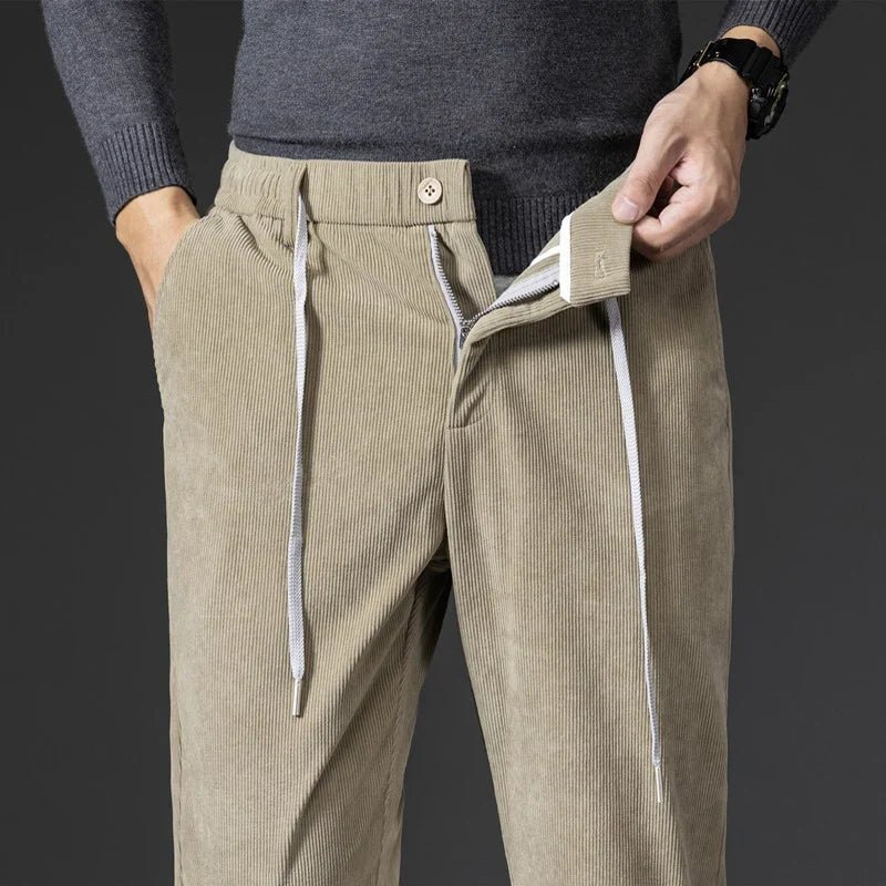 Rowan Chinos in Soft Corduroy with Adjustable Drawstring Waist and Tailored Fit for Smart-Casual Wear - The Southern AtelierSKU_1791063760289_443