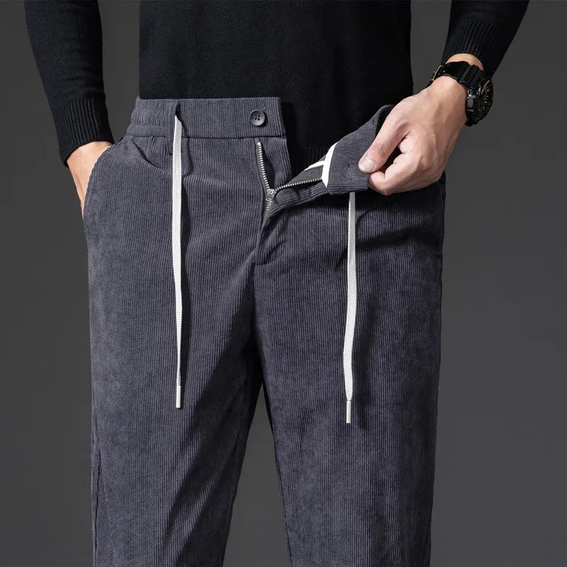 Rowan Chinos in Soft Corduroy with Adjustable Drawstring Waist and Tailored Fit for Smart-Casual Wear - The Southern AtelierSKU_1791063760289_55