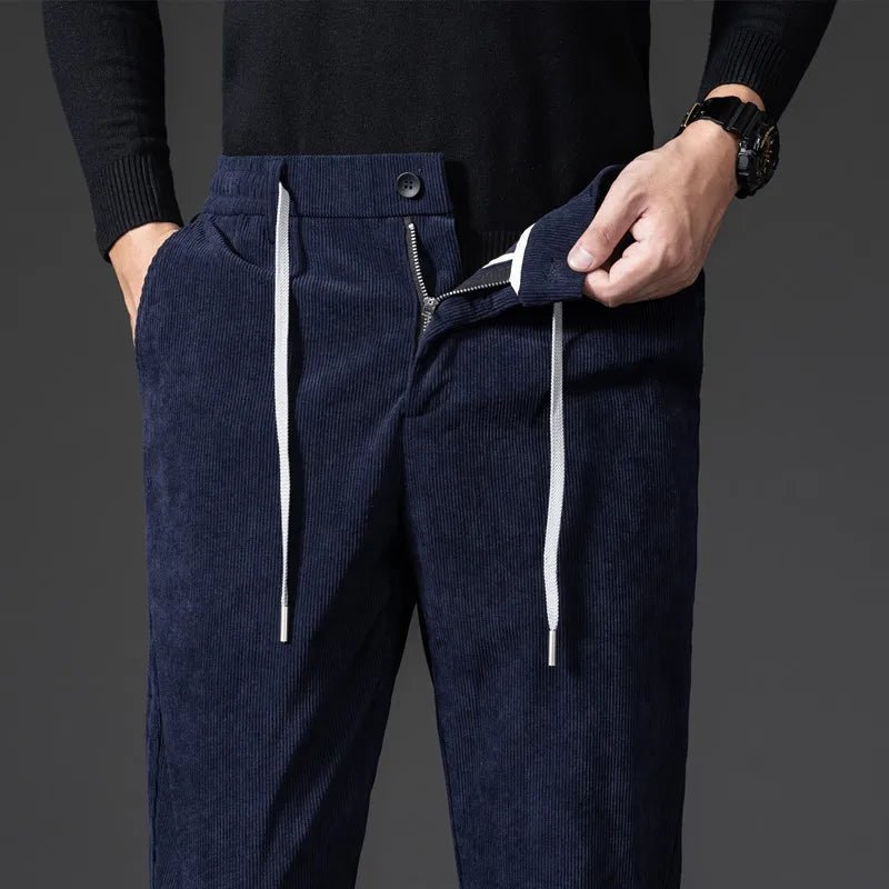 Rowan Chinos in Soft Corduroy with Adjustable Drawstring Waist and Tailored Fit for Smart-Casual Wear - The Southern AtelierSKU_1791063760289_621