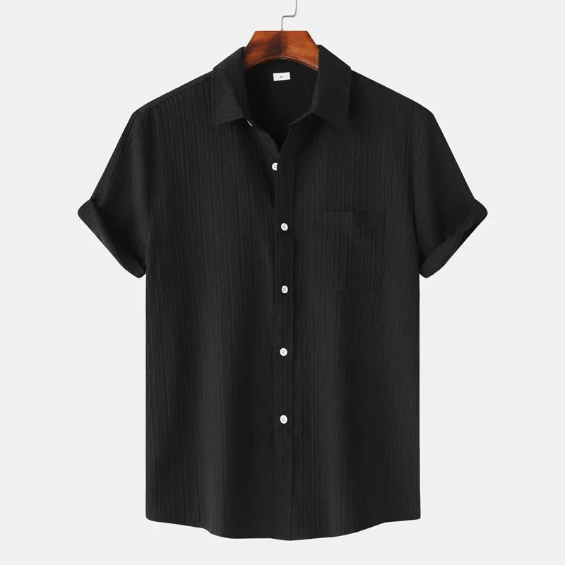 Rowan Classic Fit Linen-Cotton Shirt with Spread Collar for Warm-Weather Comfort - The Southern AtelierSKU_1791063892430_507