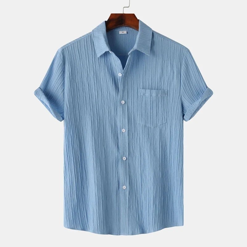 Rowan Classic Fit Linen-Cotton Shirt with Spread Collar for Warm-Weather Comfort - The Southern AtelierSKU_1791063892430_851