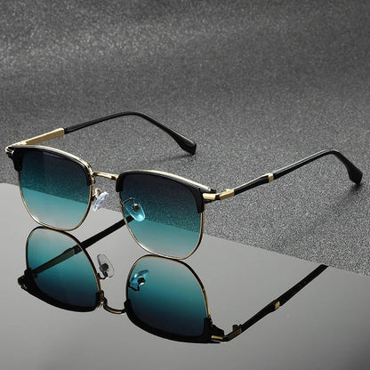 Rowan Clubmaster Sunglasses in Polished Metal with Scratch-Resistant Lenses and Full UV Protection - The Southern AtelierSKU_1791063589609_236