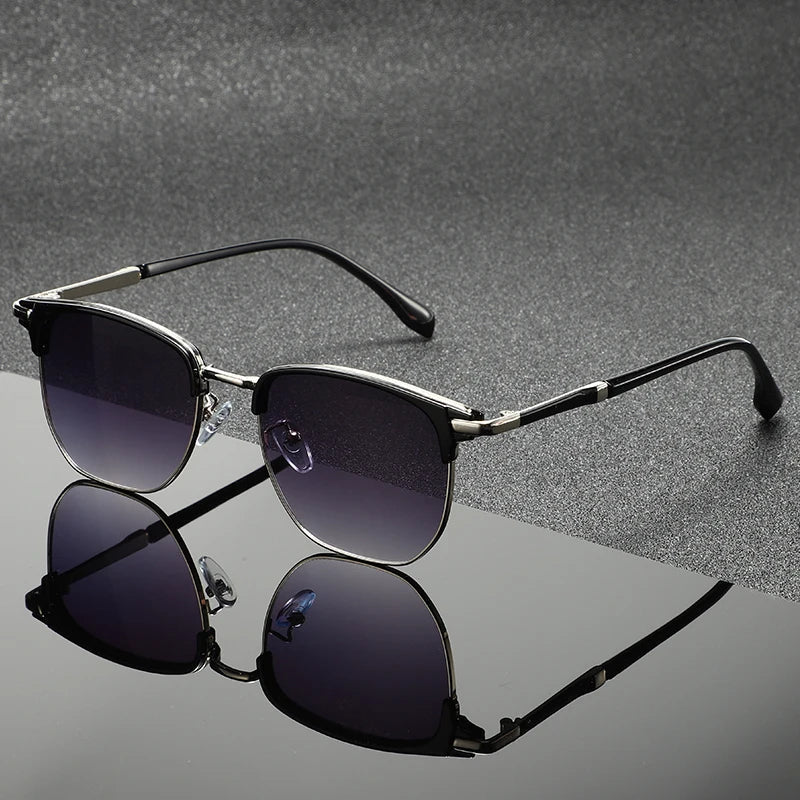 Rowan Clubmaster Sunglasses in Polished Metal with Scratch-Resistant Lenses and Full UV Protection - The Southern AtelierSKU_1791063589609_671