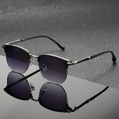 Rowan Clubmaster Sunglasses in Polished Metal with Scratch-Resistant Lenses and Full UV Protection - The Southern AtelierSKU_1791063589609_671