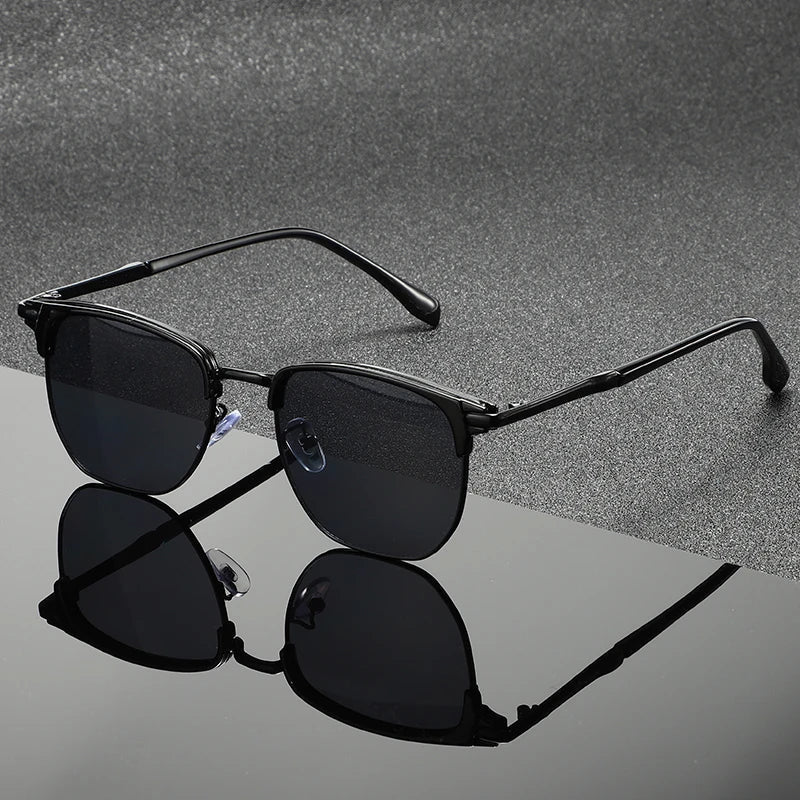 Rowan Clubmaster Sunglasses in Polished Metal with Scratch-Resistant Lenses and Full UV Protection - The Southern AtelierSKU_1791063589609_829