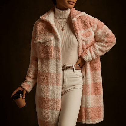 Rowan Fleece Overcoat with Checkerboard Pattern for Warm Layering - The Southern AtelierSKU_1791063768448_199