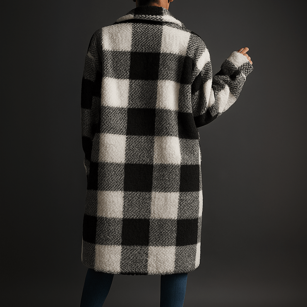 Rowan Fleece Overcoat with Checkerboard Pattern for Warm Layering - The Southern AtelierSKU_1791063768448_477