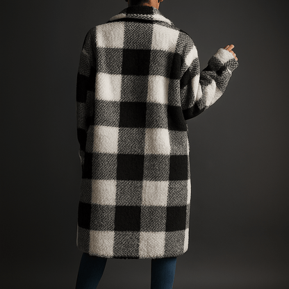Rowan Fleece Overcoat with Checkerboard Pattern for Warm Layering - The Southern AtelierSKU_1791063768448_477