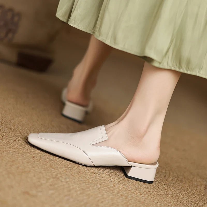 Rowan Full-Grain Leather Square-Toe Mules with Cushioned Insoles, Non-Slip Outsoles, 1-Inch Block Heel - The Southern AtelierSKU_1791063141600_13