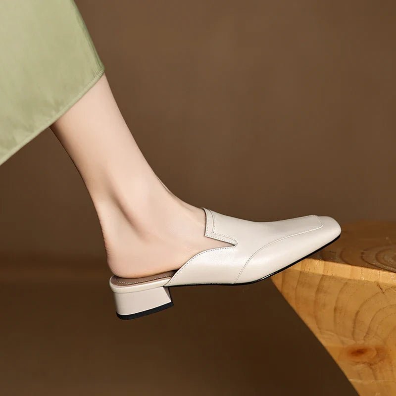 Rowan Full-Grain Leather Square-Toe Mules with Cushioned Insoles, Non-Slip Outsoles, 1-Inch Block Heel - The Southern AtelierSKU_1791063141600_13