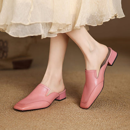 Rowan Full-Grain Leather Square-Toe Mules with Cushioned Insoles, Non-Slip Outsoles, 1-Inch Block Heel - The Southern AtelierSKU_1791063141600_7
