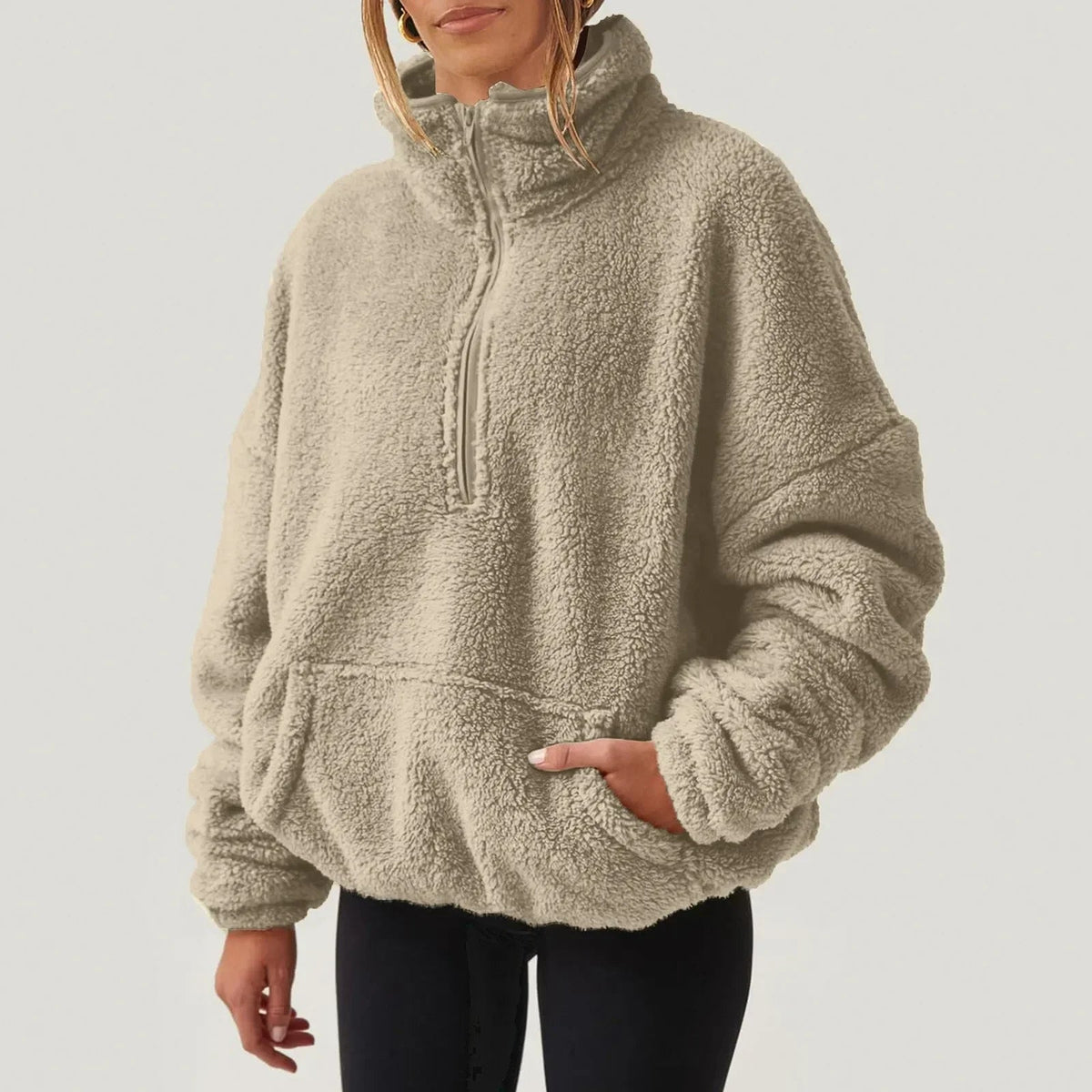 Rowan Half-Zip Plush Sweater with Relaxed Fit for Lightweight Warmth - The Southern AtelierSKU_1791062452208_351
