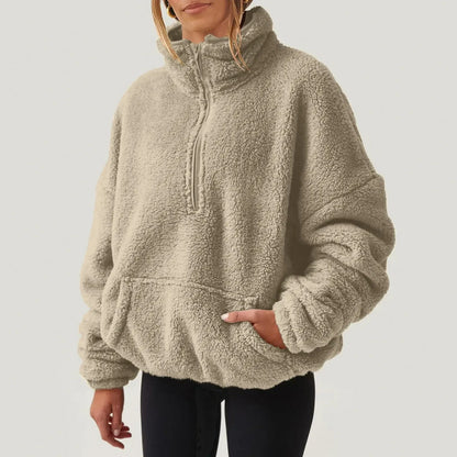Rowan Half-Zip Plush Sweater with Relaxed Fit for Lightweight Warmth - The Southern AtelierSKU_1791062452208_351