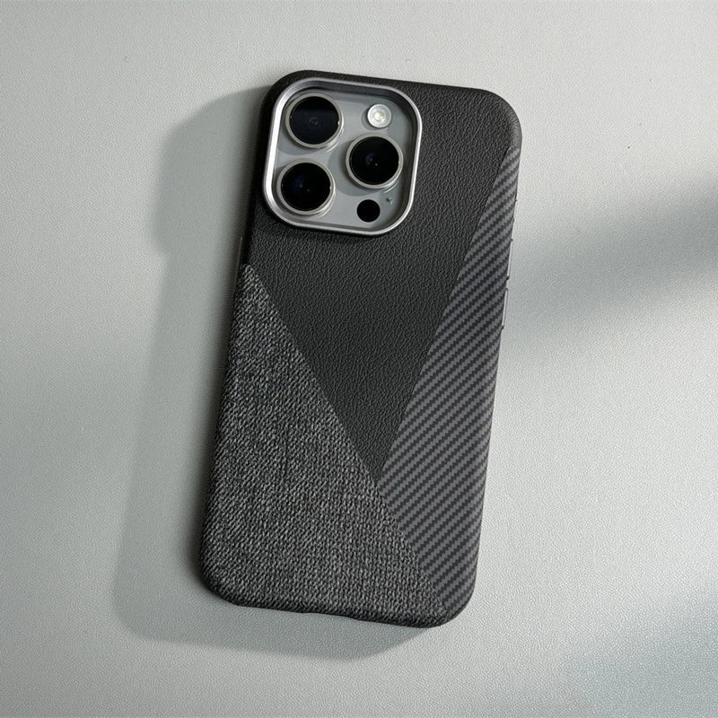 Rowan iPhone Case in Leather, Denim, and Carbon Fiber for Drop Protection and MagSafe Charging - The Southern AtelierSKU_1791063542046_45