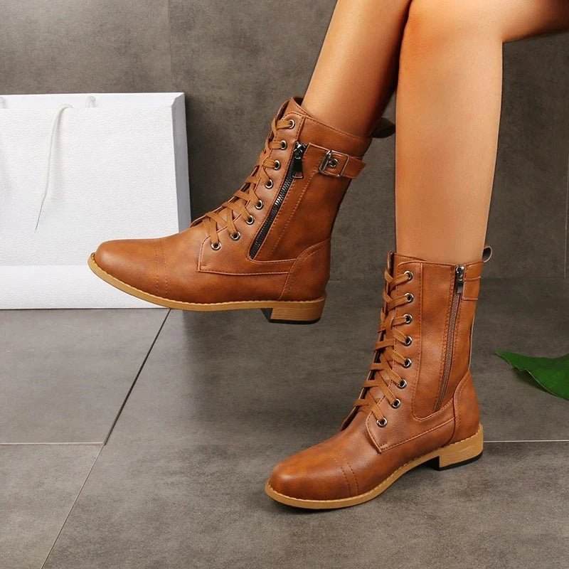 Rowan Leather Lace-Up Boots with Zipper Closure and All-Terrain Sole for Casual and Dress Wear - The Southern AtelierSKU_1791063248640_168