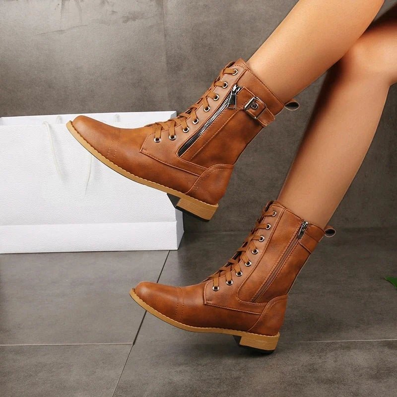 Rowan Leather Lace-Up Boots with Zipper Closure and All-Terrain Sole for Casual and Dress Wear - The Southern AtelierSKU_1791063248640_168