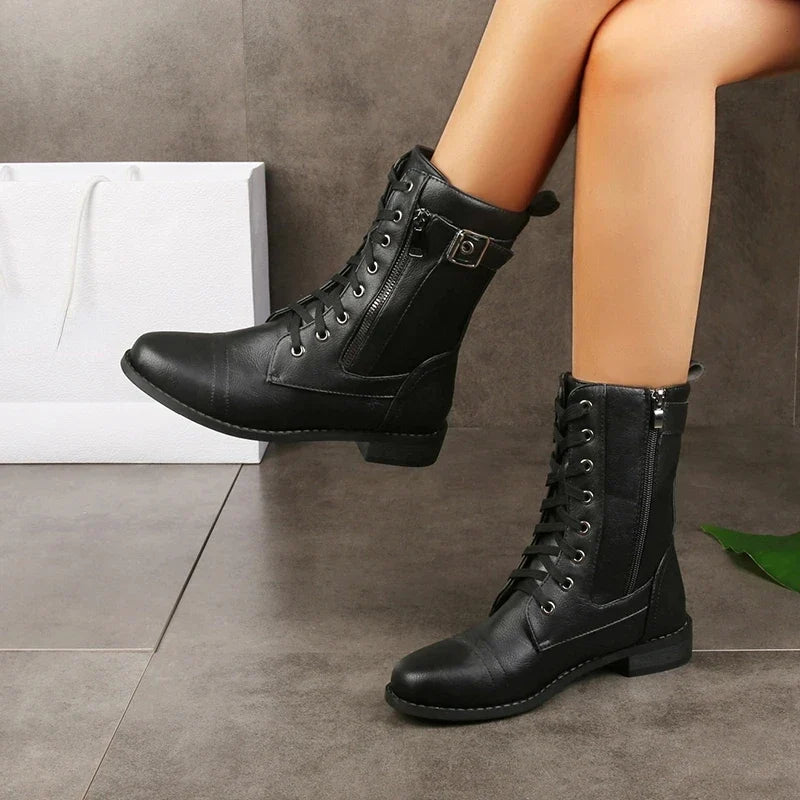 Rowan Leather Lace-Up Boots with Zipper Closure and All-Terrain Sole for Casual and Dress Wear - The Southern AtelierSKU_1791063248640_540