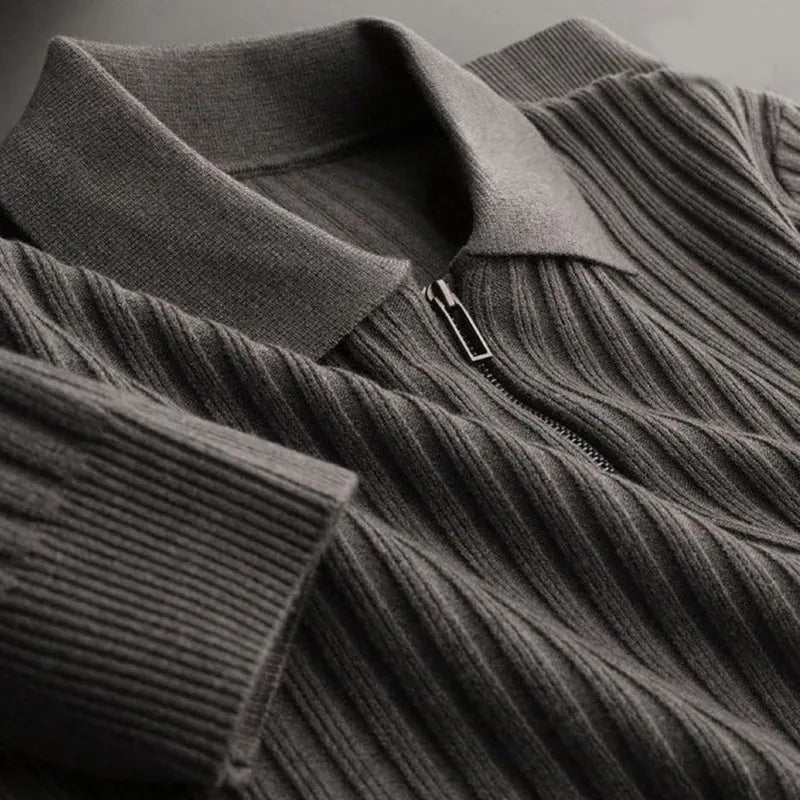 Rowan Long-Sleeve Zip Polo in Soft Ribbed Cotton Blend for Breathable Comfort - The Southern AtelierSKU_1791063385992_811