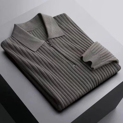 Rowan Long-Sleeve Zip Polo in Soft Ribbed Cotton Blend for Breathable Comfort - The Southern AtelierSKU_1791063385992_811