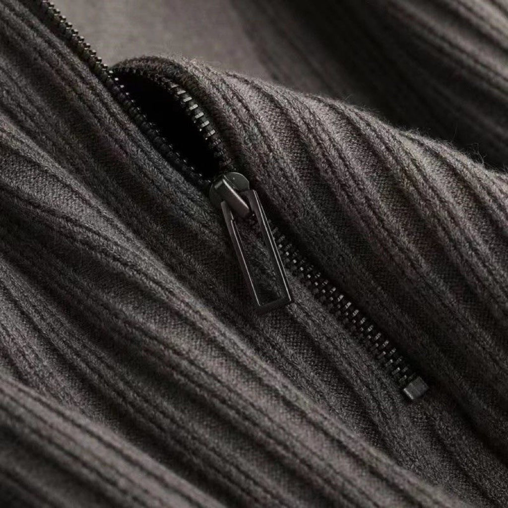 Rowan Long-Sleeve Zip Polo in Soft Ribbed Cotton Blend for Breathable Comfort - The Southern AtelierSKU_1791063385992_811