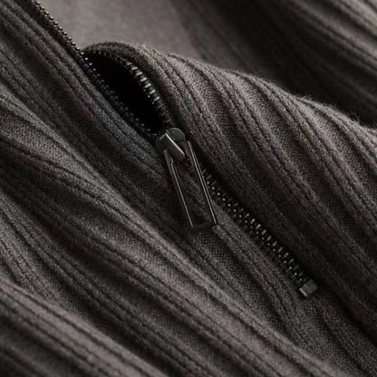 Rowan Long-Sleeve Zip Polo in Soft Ribbed Cotton Blend for Breathable Comfort - The Southern AtelierSKU_1791063385992_811