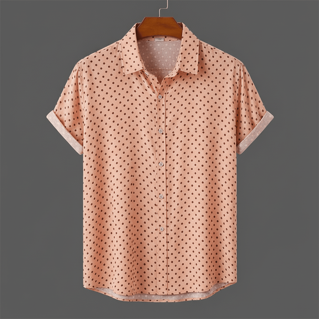 Rowan Polka Dot Short-Sleeve Button-Up Shirt in Lightweight Poly-Cotton for Warm-Weather Comfort - The Southern AtelierSKU_1791063379103_261