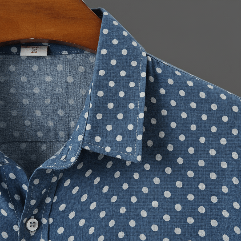 Rowan Polka Dot Short-Sleeve Button-Up Shirt in Lightweight Poly-Cotton for Warm-Weather Comfort - The Southern AtelierSKU_1791063379103_578
