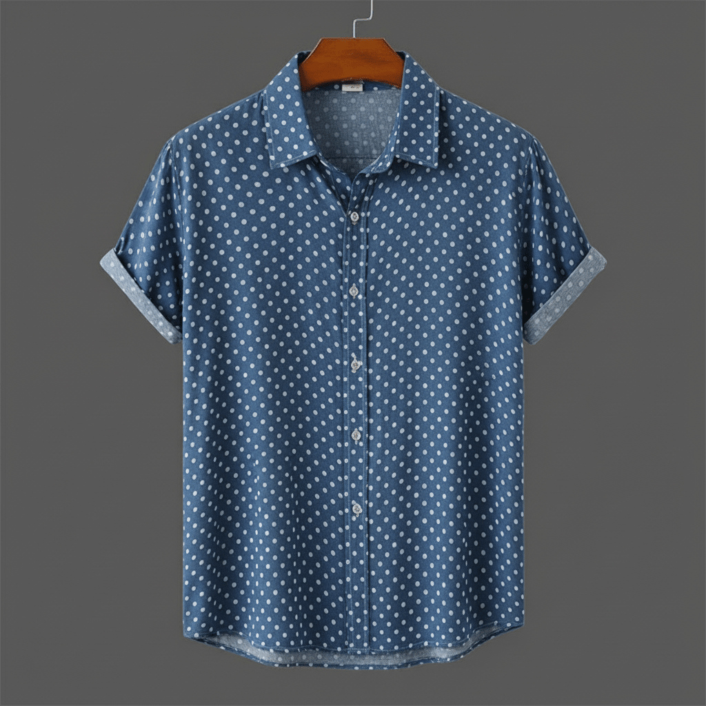 Rowan Polka Dot Short-Sleeve Button-Up Shirt in Lightweight Poly-Cotton for Warm-Weather Comfort - The Southern AtelierSKU_1791063379103_578