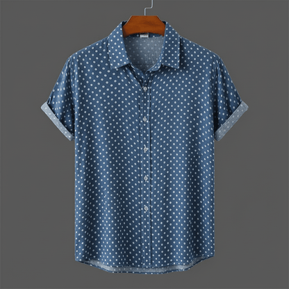 Rowan Polka Dot Short-Sleeve Button-Up Shirt in Lightweight Poly-Cotton for Warm-Weather Comfort - The Southern AtelierSKU_1791063379103_578