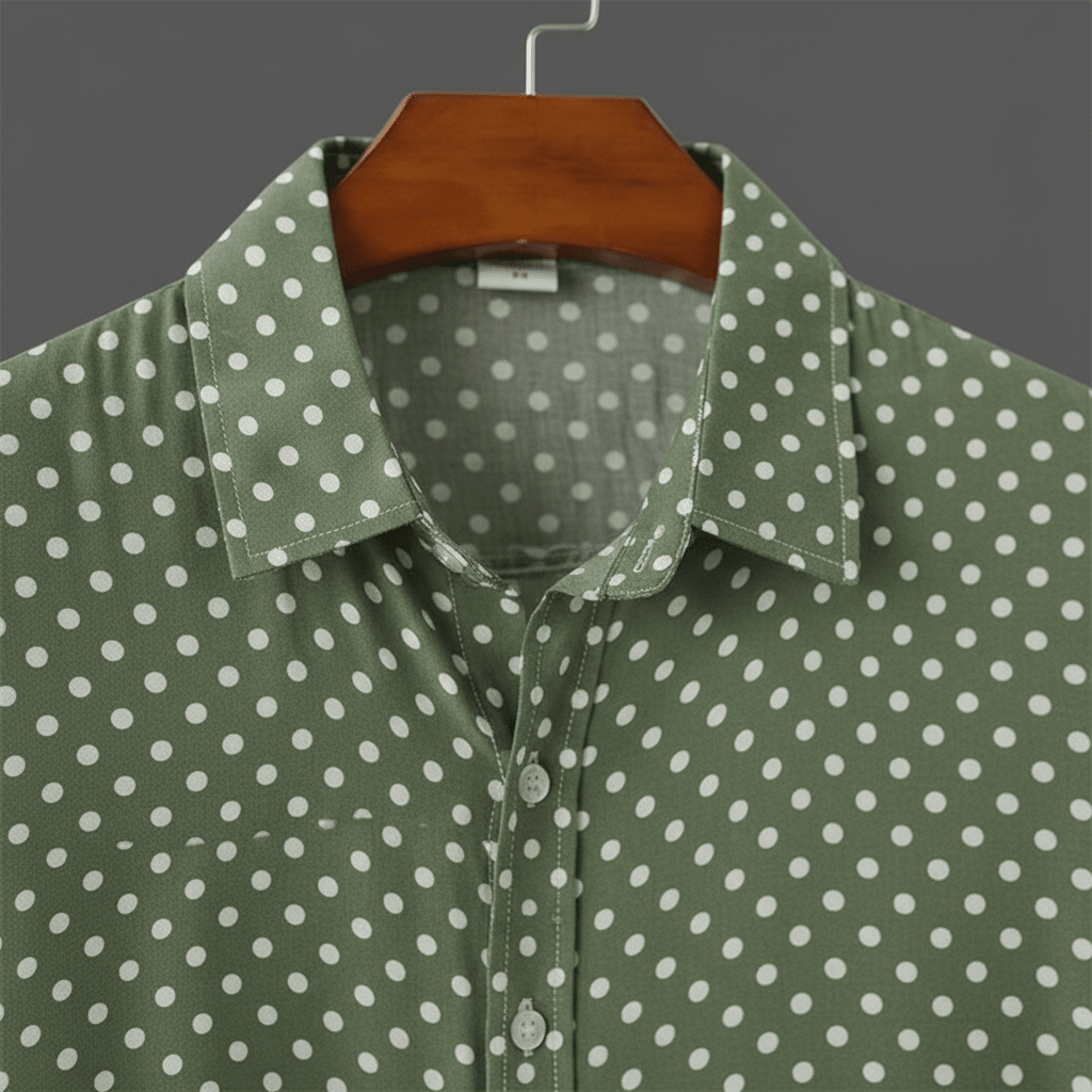 Rowan Polka Dot Short-Sleeve Button-Up Shirt in Lightweight Poly-Cotton for Warm-Weather Comfort - The Southern AtelierSKU_1791063379103_857