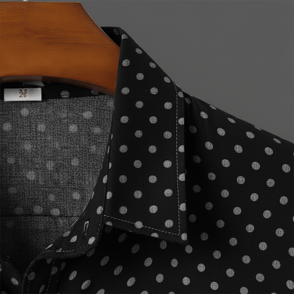 Rowan Polka Dot Short-Sleeve Button-Up Shirt in Lightweight Poly-Cotton for Warm-Weather Comfort - The Southern AtelierSKU_1791063379103_922