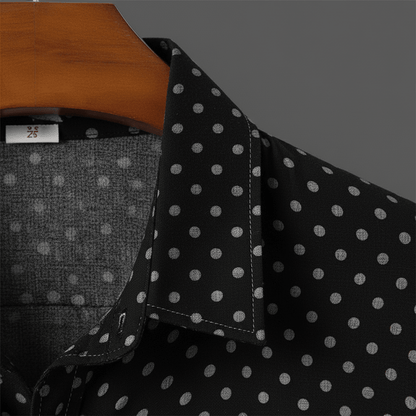 Rowan Polka Dot Short-Sleeve Button-Up Shirt in Lightweight Poly-Cotton for Warm-Weather Comfort - The Southern AtelierSKU_1791063379103_922