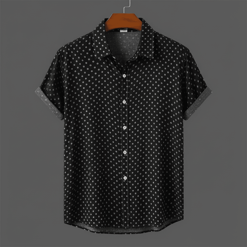 Rowan Polka Dot Short-Sleeve Button-Up Shirt in Lightweight Poly-Cotton for Warm-Weather Comfort - The Southern AtelierSKU_1791063379103_922
