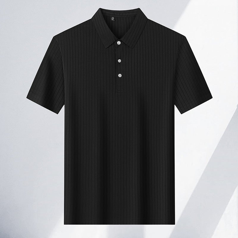 Rowan Polo Shirt in Lightweight Breathable Stretch Fabric with Subtle Textured Stripes and Tailored Fit - The Southern AtelierSKU_1791063674767_10