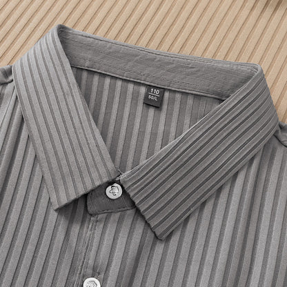 Rowan Polo Shirt in Lightweight Breathable Stretch Fabric with Subtle Textured Stripes and Tailored Fit - The Southern AtelierSKU_1791063674767_395