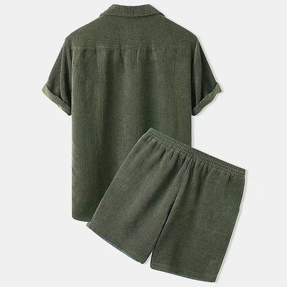 Rowan Shirt and Drawstring Shorts Set in Lightweight Corduroy with Relaxed Fit for Warm Weather - The Southern AtelierSKU_1791063382379_351