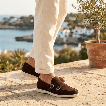 Rowan Slip-On Suede Double-Buckle Loafers for All-Day Wear - The Southern AtelierSKU_1791063913217_293