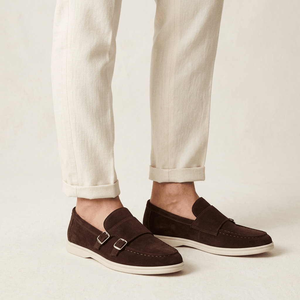 Rowan Slip-On Suede Double-Buckle Loafers for All-Day Wear - The Southern AtelierSKU_1791063913217_293