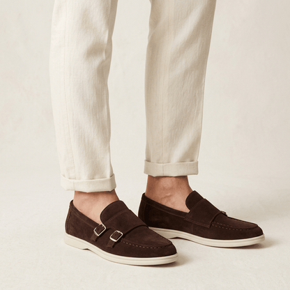 Rowan Slip-On Suede Double-Buckle Loafers for All-Day Wear - The Southern AtelierSKU_1791063913217_293