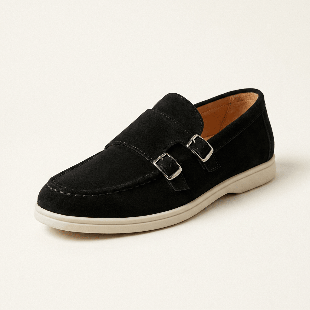 Rowan Slip-On Suede Double-Buckle Loafers for All-Day Wear - The Southern AtelierSKU_1791063913217_579