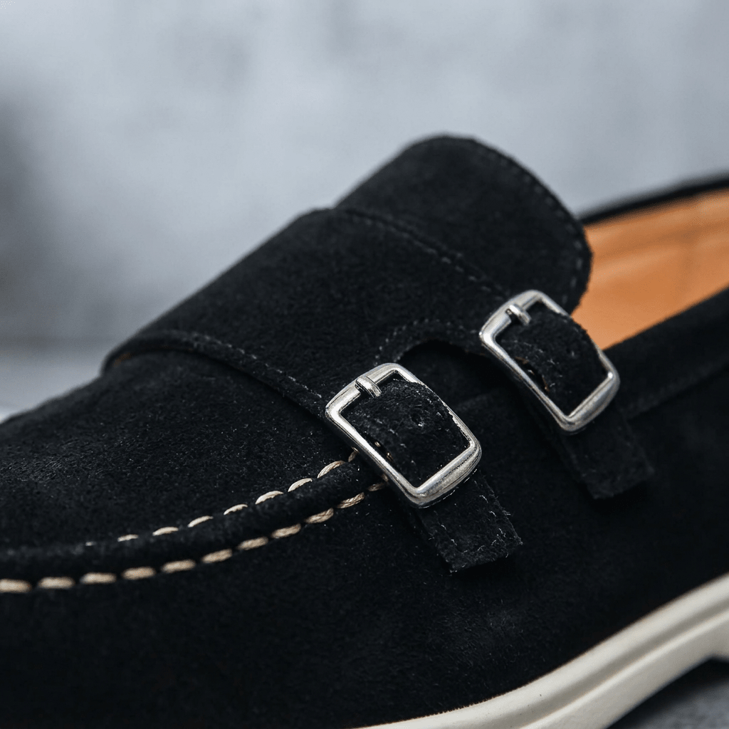 Rowan Slip-On Suede Double-Buckle Loafers for All-Day Wear - The Southern AtelierSKU_1791063913217_579