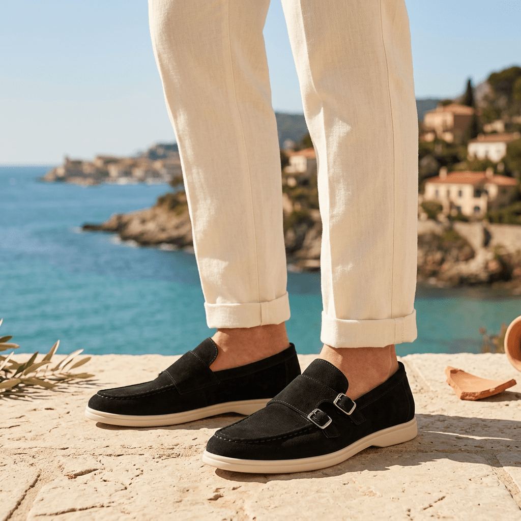 Rowan Slip-On Suede Double-Buckle Loafers for All-Day Wear - The Southern AtelierSKU_1791063913217_579