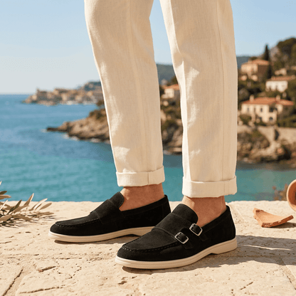 Rowan Slip-On Suede Double-Buckle Loafers for All-Day Wear - The Southern AtelierSKU_1791063913217_579
