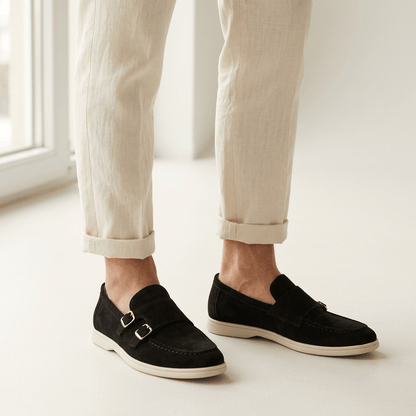 Rowan Slip-On Suede Double-Buckle Loafers for All-Day Wear - The Southern AtelierSKU_1791063913217_579