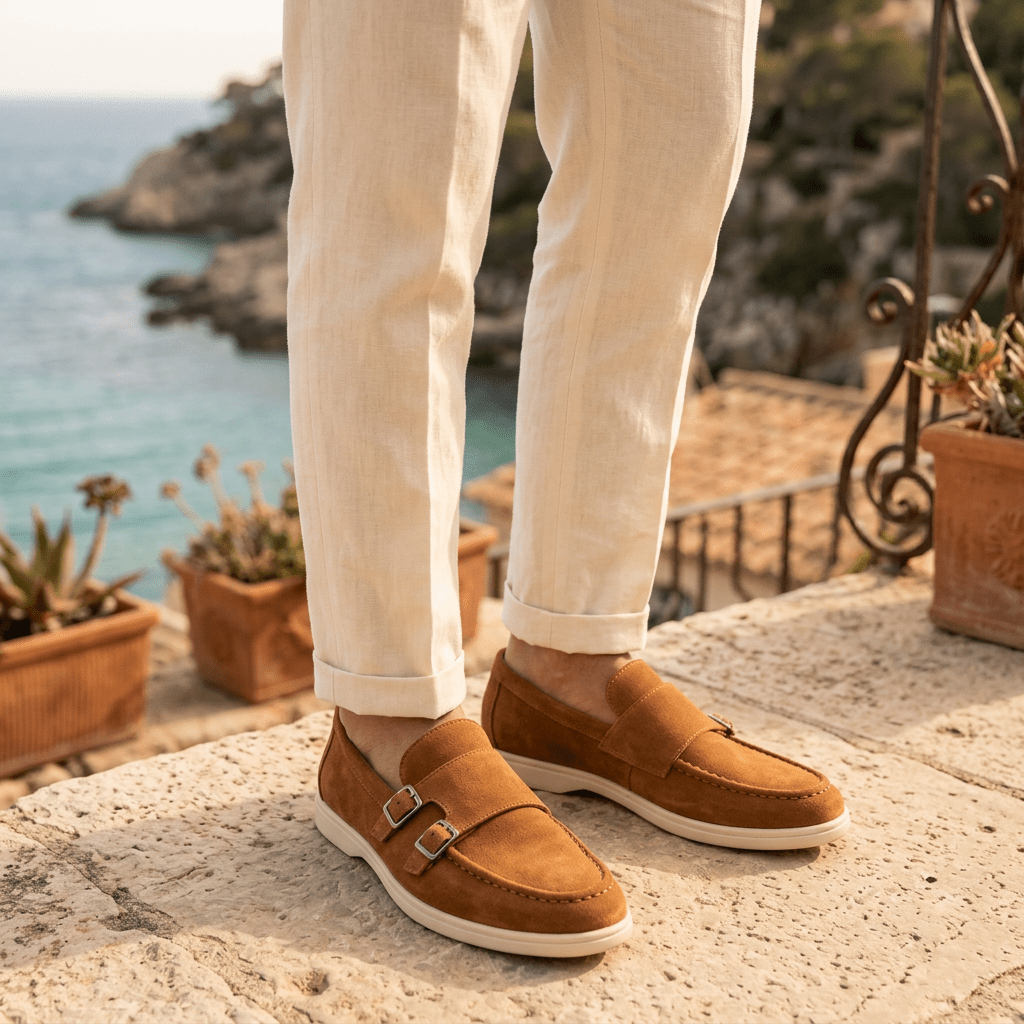 Rowan Slip-On Suede Double-Buckle Loafers for All-Day Wear - The Southern AtelierSKU_1791063913217_595