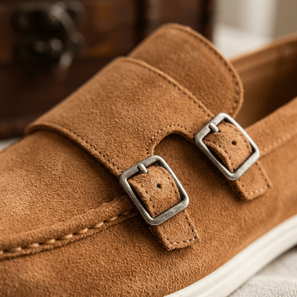 Rowan Slip-On Suede Double-Buckle Loafers for All-Day Wear - The Southern AtelierSKU_1791063913217_595