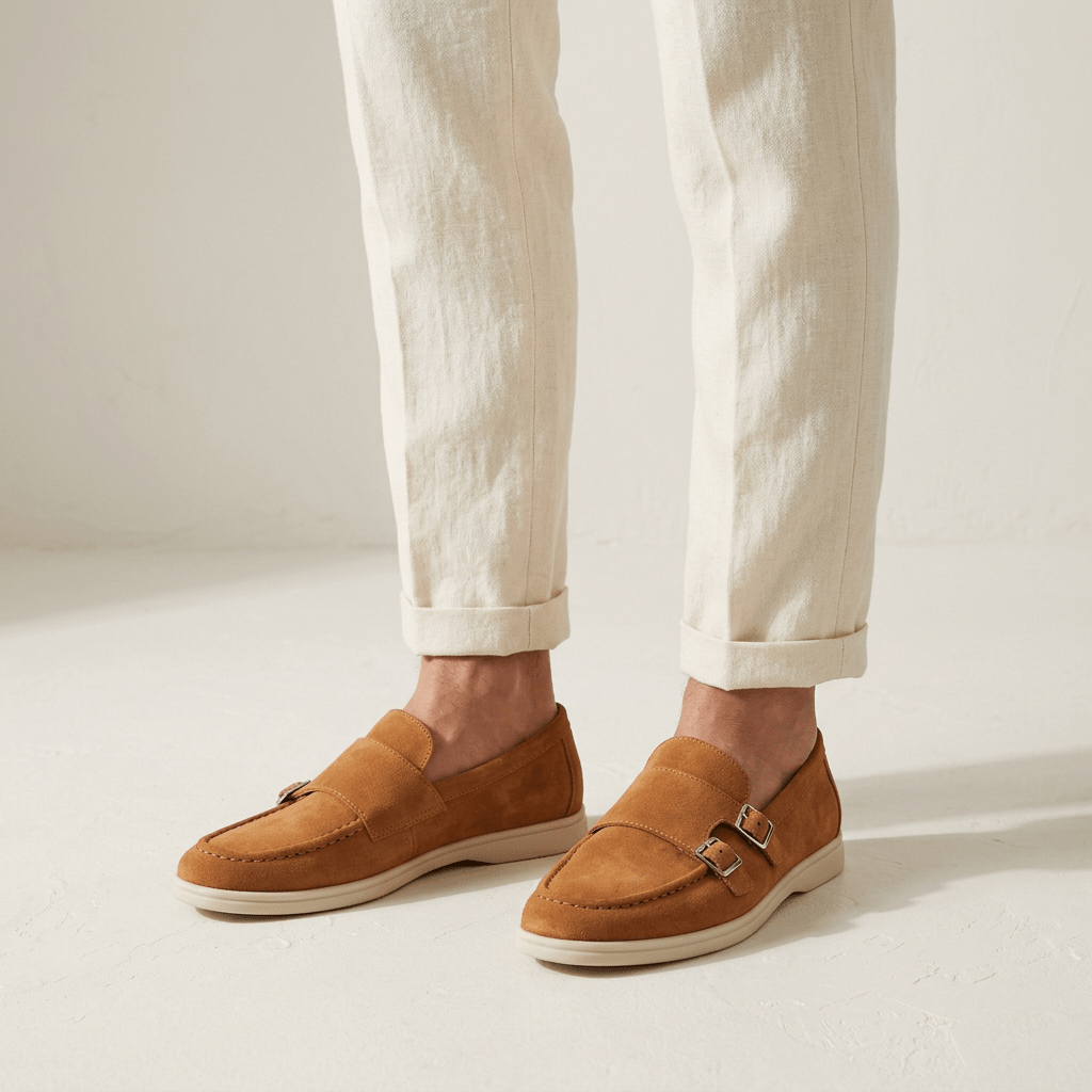 Rowan Slip-On Suede Double-Buckle Loafers for All-Day Wear - The Southern AtelierSKU_1791063913217_595